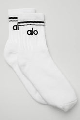 Unisex Half-Crew Throwback Sock - White